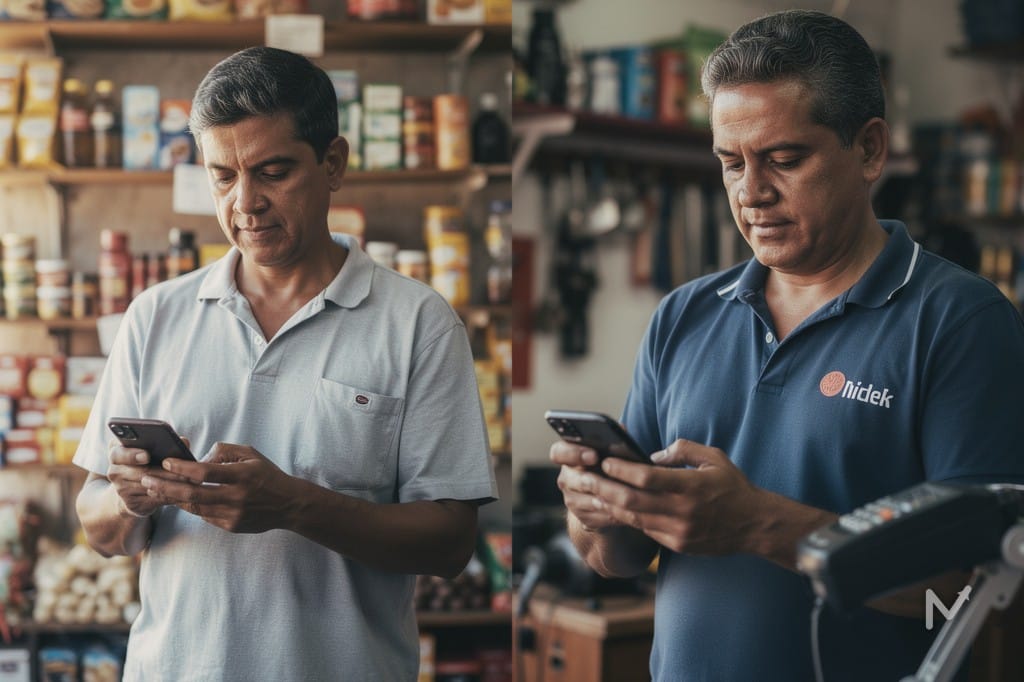 Dois microempreendedores de ramos diferentes verificando o valor do seu DAS