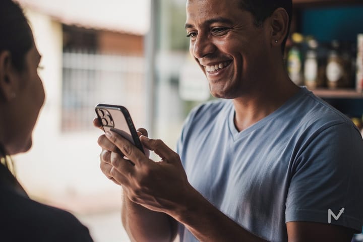 Empreendedor atendendo e vendendo para um cliente pelo celular